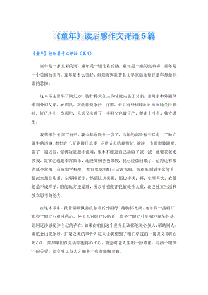 《童年》读后感作文评语5篇.doc