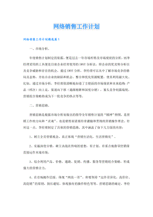 网络销售工作计划.doc