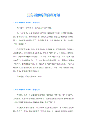 几句话独特的自我介绍.doc