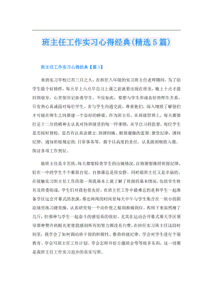 班主任工作实习心得经典(精选5篇).doc