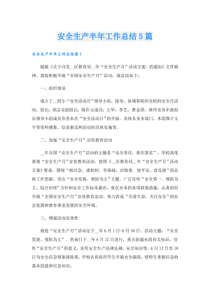 安全生产半年工作总结5篇.doc
