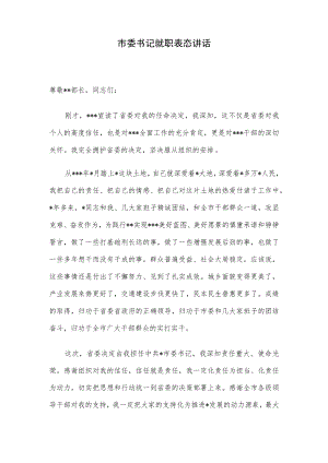 市委书记就职表态讲话.docx