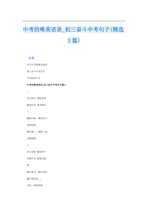 中考的唯美语录初三奋斗中考句子(精选3篇).doc