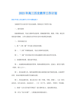 2023年高三历史教学工作计划.doc