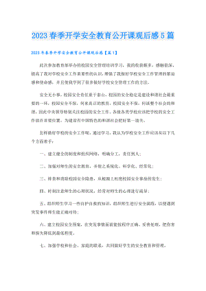 2023季开学安全教育公开课观后感5篇.doc