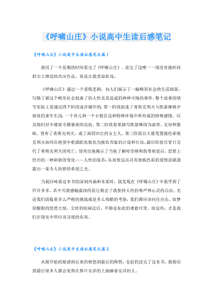 《呼啸山庄》小说高中生读后感笔记.doc