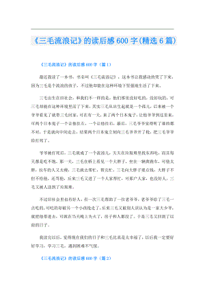 《三毛流浪记》的读后感600字(精选6篇).doc