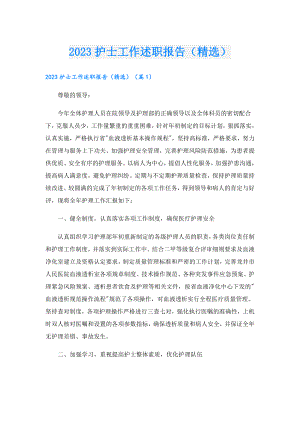 2023护士工作述职报告（精选）.doc