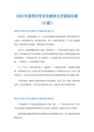2023年季开学安全教育公开课观后感（5篇）.doc