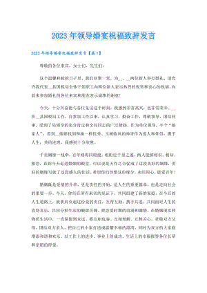 2023年领导婚宴祝福致辞发言.doc