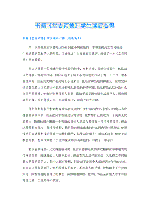 书籍《堂吉诃德》学生读后心得.doc