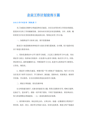 企业工作计划宣传5篇.doc