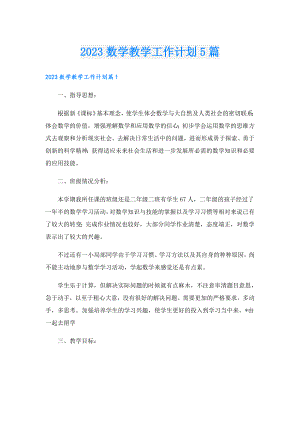 2023数学教学工作计划5篇.doc