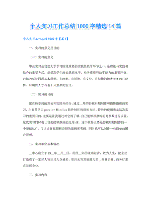 个人实习工作总结1000字精选14篇.doc