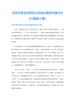 世界名著追风筝的人的读后感高考满分作文(精选5篇).doc