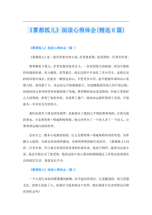 《雾都孤儿》阅读心得体会(精选6篇).doc