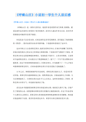《呼啸山庄》小说初一学生个人读后感.doc