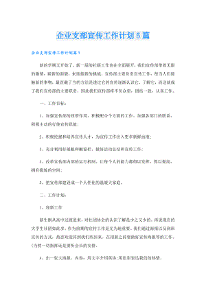 企业支部宣传工作计划5篇.doc