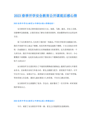 2023季开学安全教育公开课观后感心得.doc