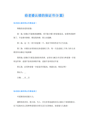 给老婆认错的保证书(9篇).doc