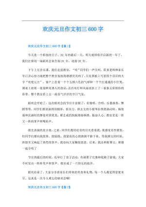 欢庆元旦作文初三600字.doc