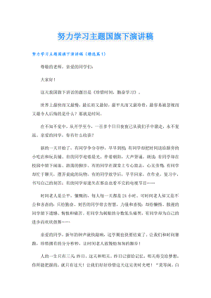 努力学习主题国旗下演讲稿.doc