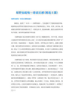 绿野仙踪每一章读后感(精选5篇).doc