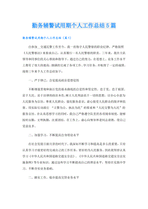 勤务辅警试用期个人工作总结5篇.doc