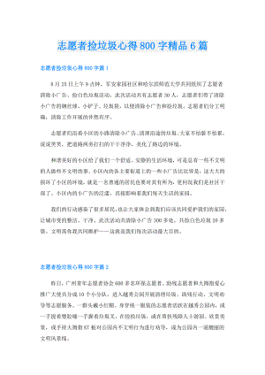 志愿者捡垃圾心得800字精品6篇.doc