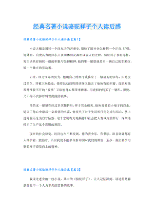 经典名著小说骆驼祥子个人读后感.doc