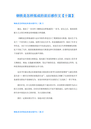 钢铁是怎样炼成的读后感作文【十篇】.doc