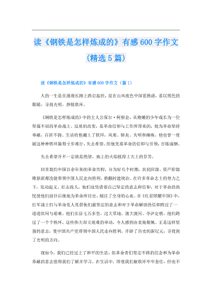 读《钢铁是怎样炼成的》有感600字作文(精选5篇).doc