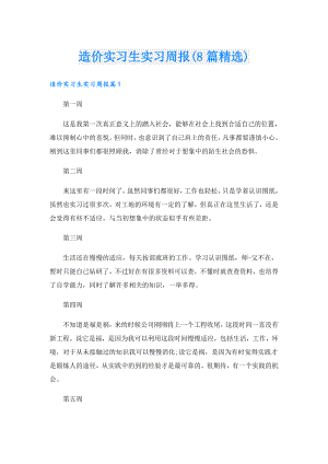 造价实习生实习周报(8篇精选).doc