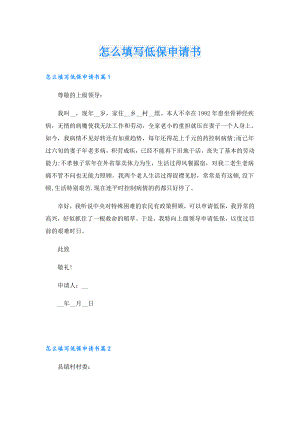 怎么填写低保申请书.doc