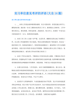 实习单位意见考评的评语(大全14篇).doc