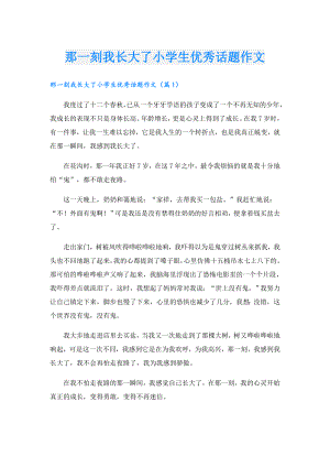 那一刻我长大了小学生优秀话题作文.doc
