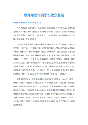 教师寒假培训学习收获总结.doc