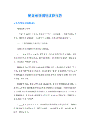 辅导员评职称述职报告.doc