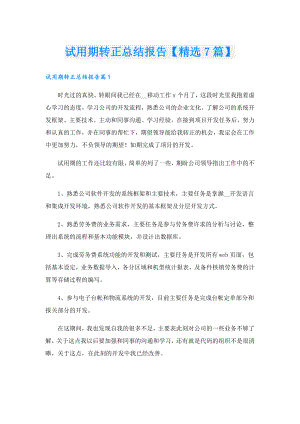 试用期转正总结报告【精选7篇】.doc