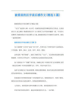 被委屈的汉字读后感作文(精选5篇).doc