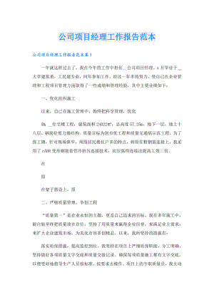 公司项目经理工作报告范本.doc