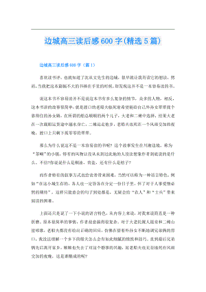 边城高三读后感600字(精选5篇).doc