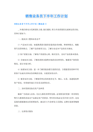 销售业务员下半年工作计划.doc