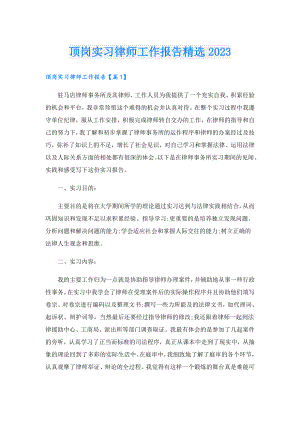 顶岗实习律师工作报告精选2023.doc