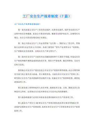 工厂安全生产规章制度（7篇）.doc