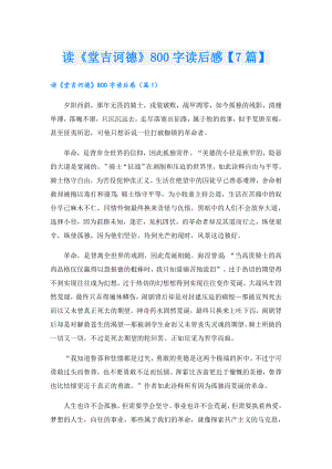 读《堂吉诃德》800字读后感【7篇】.doc