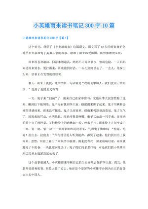 小英雄雨来读书笔记300字10篇.doc