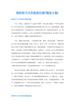 骆驼祥子五年级读后感(精选6篇).doc