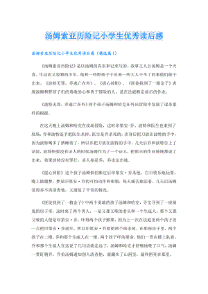 汤姆索亚历险记小学生优秀读后感.doc