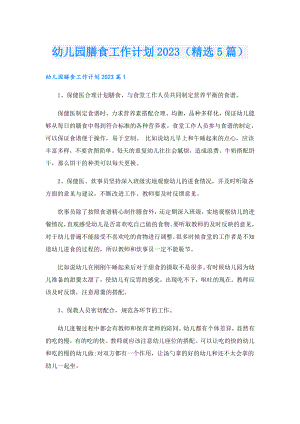 幼儿园膳食工作计划2023（精选5篇）.doc